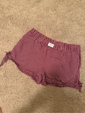 American Eagle Outfitters Burgundy Gingham Lounge Shorts